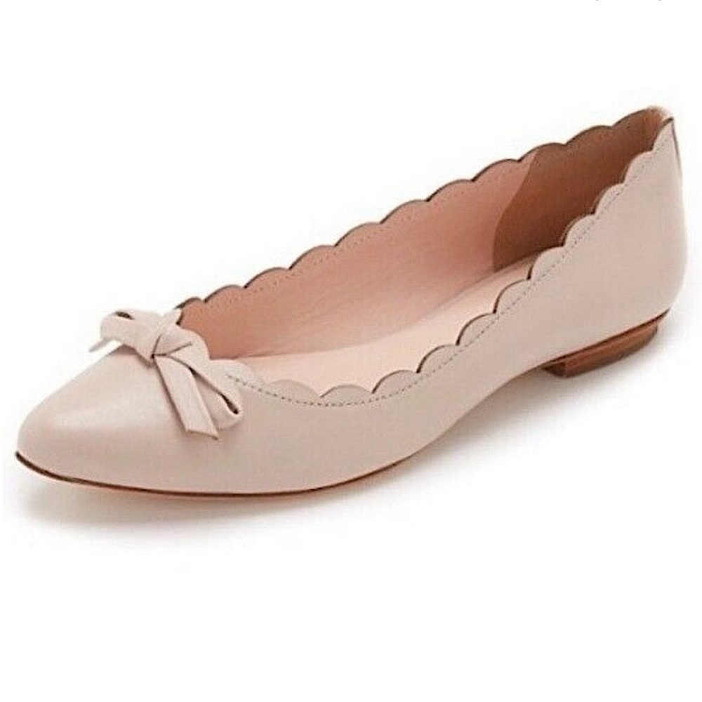 Kate Spade Eleni Flex Blush Pink Scalloped Leather Point Toe Ballet Flats 8.5